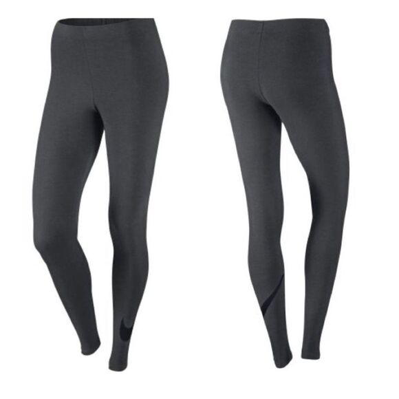 Nike Pants - Nike Organic Leg-A-See Swoosh Logo High Waisted Cotton Leggings Tights Gray XS
